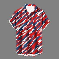 Dan neovisnosti Odjeća za muškarce Početna Vintage Ispis Dugme Pocket posteljina majica rever kratki rukav crveni m