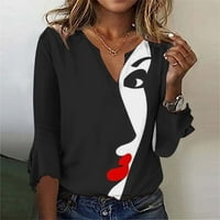 Yanhoo majice za rukav za žene tunike na vrhu nose sa majicama rukava za žene print tee casual labava