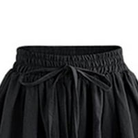 Joau Womens Nekakovske suknje Hlače Ležerne prilike, lagana lagana elastična rub visokih struka Skraćene