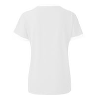 Ženske vrhove bluza Žene kratki rukav Ležerne košulje od tiskanih majica Crew vrat ljeto bijeli l