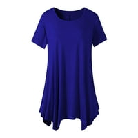 LisingTool dukseve za žene Ženske ovratnika Ovratnik u boji pune boje plus veličina kratkih rukava casual bluza na vrhu žene plave boje