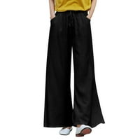 Simu ženski casual pantalone hlače džep elastični prozračni pantaloni labavi pamučni i posteljine ženske