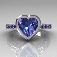 Ljubičasti circon kristalni prsten za žene lijep u obliku srca u obliku srca Romantični poklon za Valentinovo