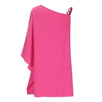 Ženska rukava Mini modna, puna leta, haljina s ramenom vruće ružičaste s