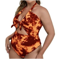 Žene plus size kupaći kostim seksi izrezani čvor gradijentni kravata boja Tummy Control One kupaći odjevanje