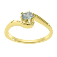 Britanci napravio 14K žuti zlatni prirodni akvamarinski ženski prsten za izjavu - Veličine - Veličina