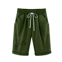 Žene ljetne pamučne hlače hlače kratke hlače za vezanje plaže sa džepom pet bodova Lighweed Capris Loose