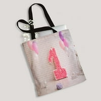 Prvi rođendan oblik formiraju ružičastu 1st rođendan zidni platneni torba za ponovnu upotrebu TOTE Trgovinske vrećice Tote torba 14 16