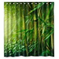 Greendecor Elegant Green Bambus Prekrasna krajolika Vodootporna tuš zavjesa sa kukama za kupatilo