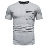 Modne majice za muškarce labave fit solidne boje, kratki rukav ljetni okrugli vrat majica sa džepom