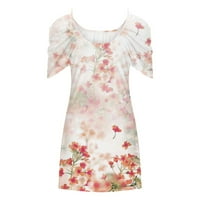 Dyegold ondresses za ženska Ležerna plaža - Mini haljine za žene hladno rame s kratkim rukavima cvjetno