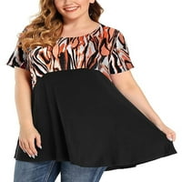 Pfysire Plus Veličina Ženska majica s kratkim rukavima Bloke za bluzu u boji, ljubičasti XL