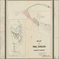 24 X36 Galerija poster, Mapa Port Angeles, Vašington teritorija 1891
