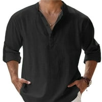 Muškarci Sanviglor vrhovi Henley izrez Bluze Dugme dolje majica Ležerne prilike Tunika Party Black XL