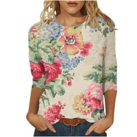 HFYIHGF Womens Ljetni vrhovi casual rukava elegantna cvjetna slatka luka od tiskanih bluza Dressy Trendy
