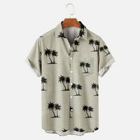 Qonioi Hawaiian majica za muškarce, majica majica, muškarci casual print poklopca kratki rukav džepni