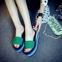 Juebong ženske ljetne papuče Platform platforme visoke pete Rainbow platform cipela, zelena veličina