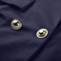 Ženski modni dvostruki tanki kaput od pune boje jakna duga haljina tamno plava xxxl