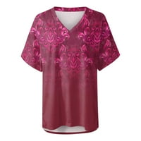 Ženska ljetna povremena majica V-izrez TUNIC TUNIC TUNIC za tajice labava bluza majica vino s