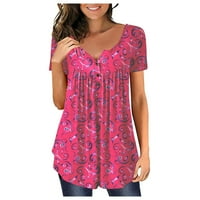 Ženske vrhove ležerne bluza s kratkim rukavima s kratkim rukavima, kratki rukav ljetni bluze ružičasti