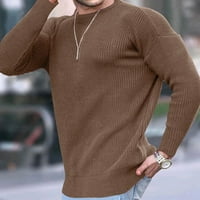 Muški džemper pletenje vrhovi dugih rukava Soild pulover u boji o vratu jesen zimski khaki 3xl