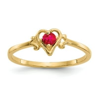 14k žuto zlatni prsten za prsten tematsko juli Ruby Crveno, veličina 8