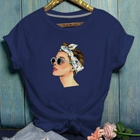 Košulje za ženske modne žene casual šareni za usne Print kratkih rukava majica bluze na vrhu crne xxxl