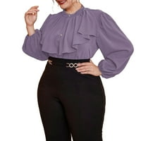 Košulja za elegantnu postolju za dugih rukava Mauve Purple Plus size bluze