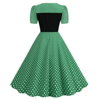 LOPECY-STA cvjetne turnesne haljine za žene Ležerne prilike kratkih rukava V izrez zelena - XS