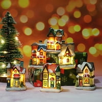 Božićno maleno selo Kuće smole figurice Građevinski setovi Svjetlina Božićna gradska scena Prikaz unutarnjih
