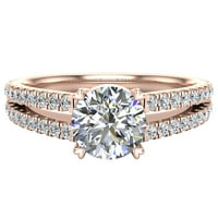 Dijamantni zaručni prstenovi za žene okrugli sjajni dijamantni prstenovi Split SHANK 14K Rose Gold 1. Carat