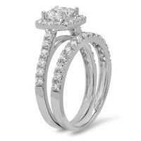 2. CT Princess Cut originalni kultivirani dijamant SI1-si J-K 14K bijeli zlatni halo Angažman vjenčanja