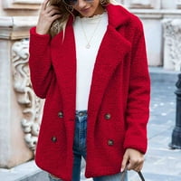 Ženska jakna za jaknu začepljujuće jakne revel pune boje dugih rukava Loše dame topla jakna zimska janjeta