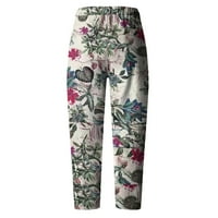 B91XZ Plus pantalone za žene labave pantalone pamučne elastične široke struk ženske hlače tiskane pantalone hlače hlače za žene Trendi vruće ružičaste, veličine xxl