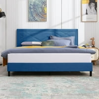 Okvir za krevet na platformi s visokim slovom, tapeciranim platformama s dizajnom zakovica, nosač drvene
