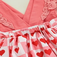 Djevojke za djecu Valentines Dan Love Print Romper haljina novorođenčad A-line donje Snaps kratkih rukava