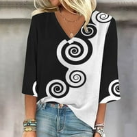 Floleo Trendy Ženski vrhovi plus size Majica Labavi bluza Oblasni modni ispisani majica rukava V izrez