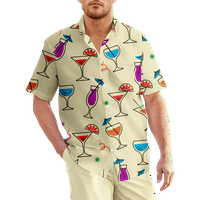 Muška havajska majica kratki rukav casual gumb dolje 3D tiskane majice na plaži sa džepom