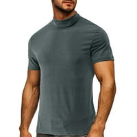 Košulja za muškarce velika i visoka čvrsta boja visoka okrugla ovratnik kratka rukava bluza Summer Fashion