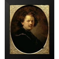 Rembrandt van Rijn, crni moderni uokvireni muzej umjetnički print pod nazivom - samoportret Balhead