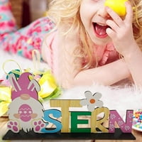 Meuva Easter Bunny Eggs Dekoracija stolara Drveni zanati ukrasi 0rnami i božićne sijalice Set ornamenta
