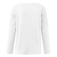 Penkaiy čipka šuplje od majica dugih rukava za ženske ležerne košulje sa pulovernim bluzom za mršavljenje