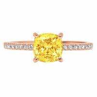 2.7ct jastuk od žutog simuliranog dijamanta 14k ružičasto zlatne godišnjice ružičaste prstene veličine