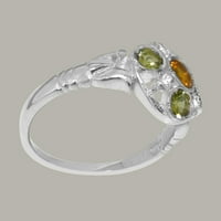 Britanci napravio je 10k bijeli zlatni prirodni citrinski citrinski i peridot ženski Obećani prsten