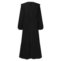 Žene oblače čvrste casual maxi haljine okrugli dekolte duge ljetne ženske haljine crne 5xl