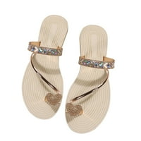 Ženski prsten za prstene ravne sandale Rhinestone Mekani donji papuče Ležerne ljetne udobne cipele za