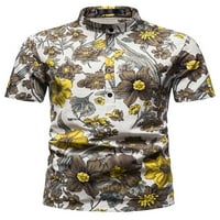 Haite Muškarci Henley vrat Majica Casual Loose ljetni modni vrhovi Casual Baggy Loot Fit bluza Cvjetni