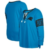 Ženska nova era plava Karolina Panthers Plus Veličina Majica za notch vrat dugih rukava