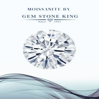 Gem Stone King 18K žuti pozlaćeni srebrni bijeli Topaz Blue Sapphire i bijeli moissan zaručni prsten za žene
