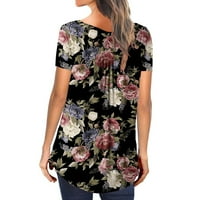 Ljetni ženski cvjetni vrhovi skrivaju bluze u trbuhu trendy casual cvjetovi ispis tunike kratkih rukava